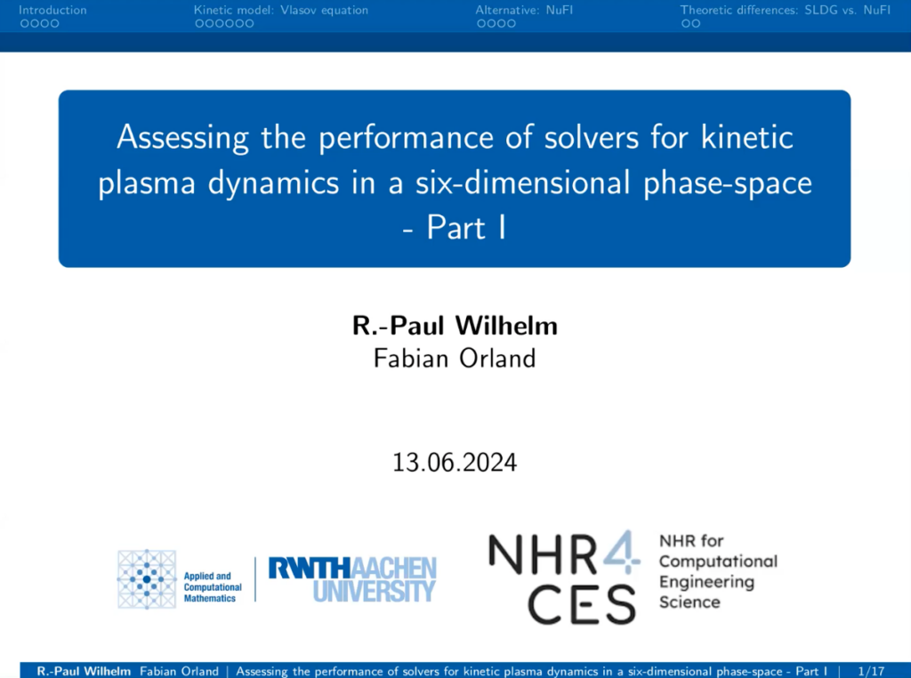 Screenshot Presentation Assessing the performance of solvers for kinetic plasma dynamics in a six-dimensional phase-space